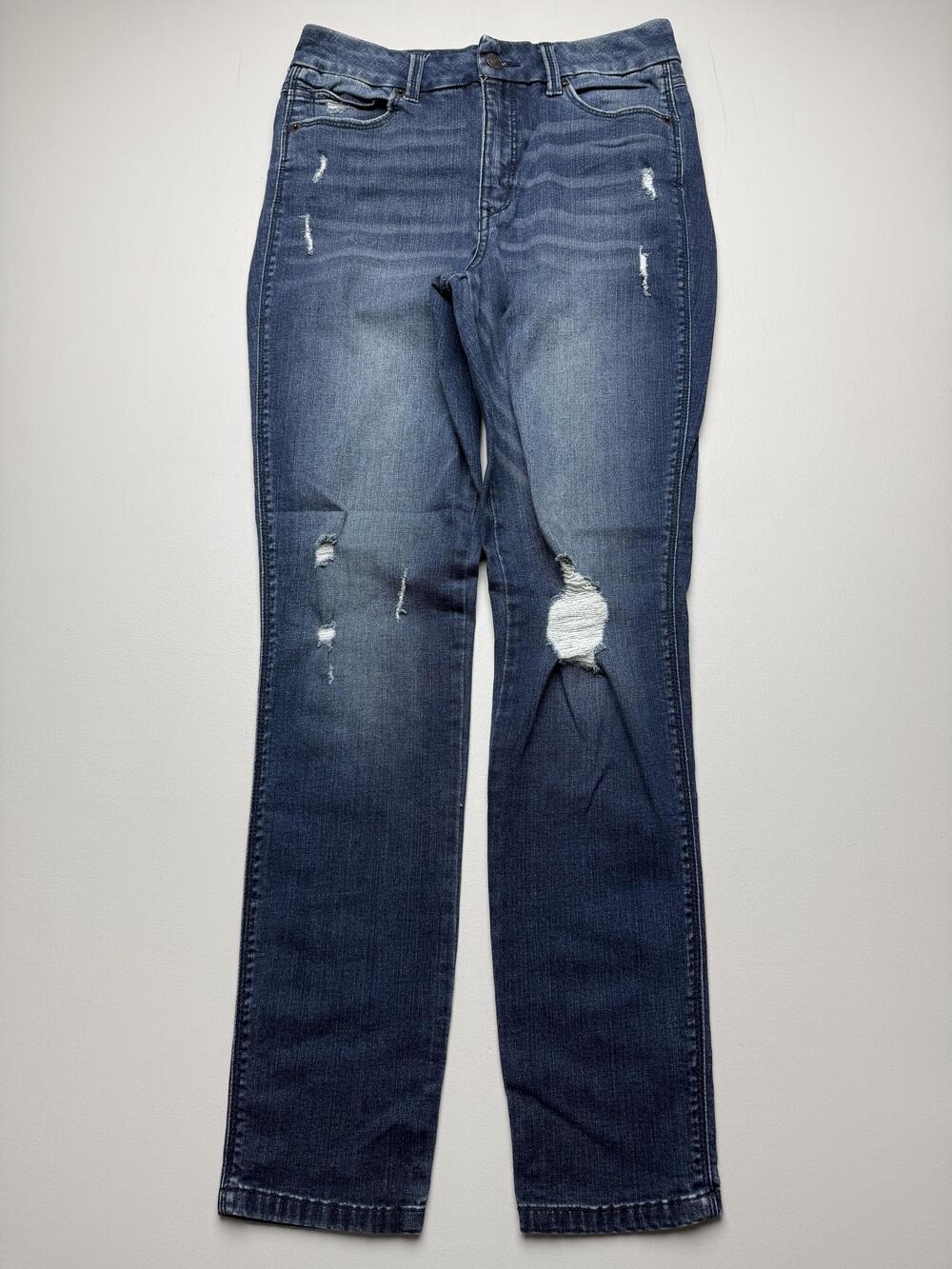 Arizona Jean Co. Jeans Juniors 7 Blue Med Wash Hi Rise Skinny Distressed Stretch